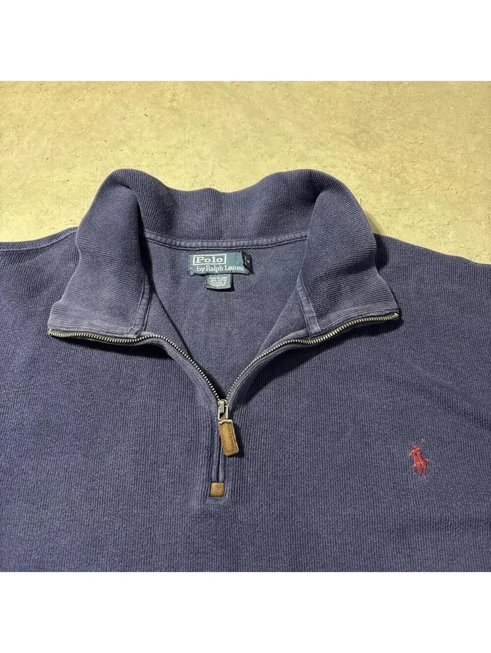 Vintage Y2K Polo Ralph Lauren Quarter Zip Pullover Navy Mens 2XLT Tall